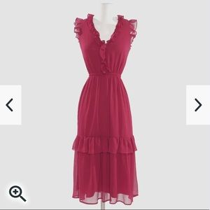 NWT Banana Republic Flutter Midi Dress - Size Large - Red